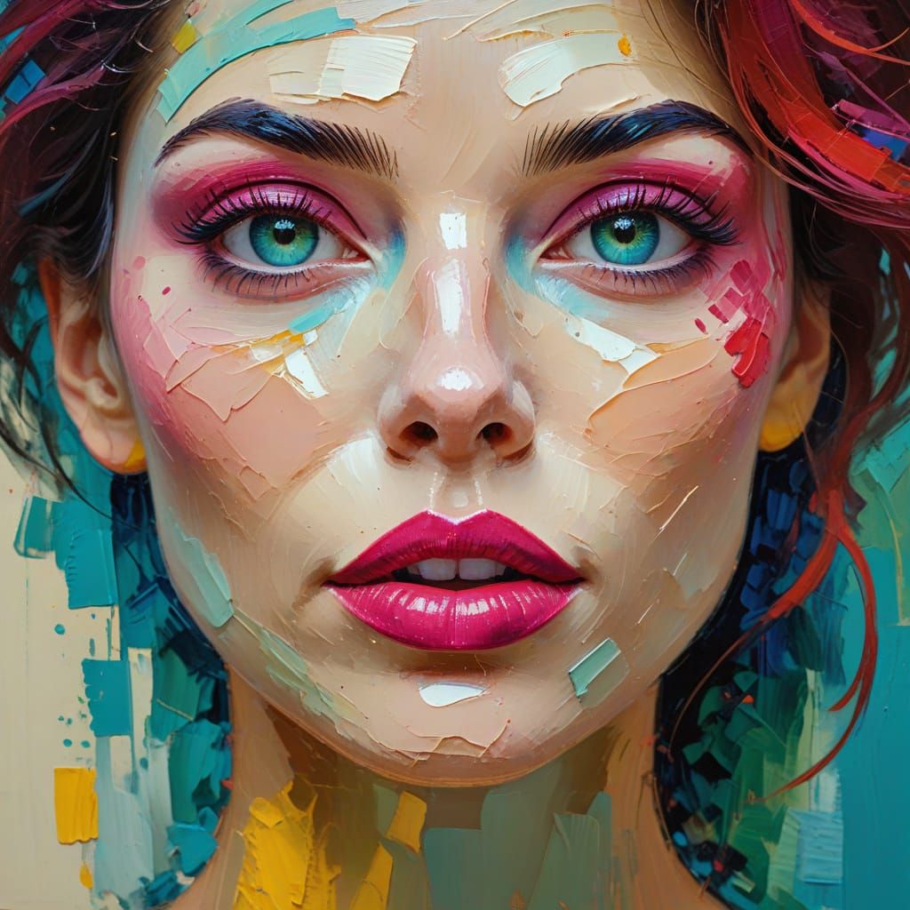Impressionist Portrait of a Stylized Female Face
