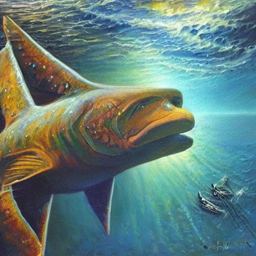 Magical Deep Ocean Creatures in Oil Painting