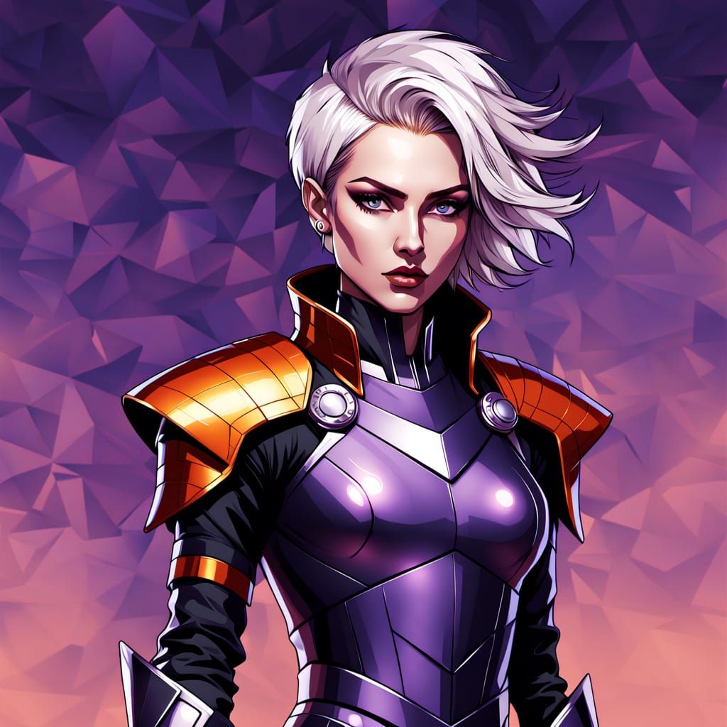 Androgynous Warrior in Vibrant Digital Art