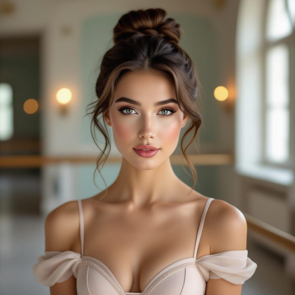 Glamorous Model in Ballet Studio Portrait