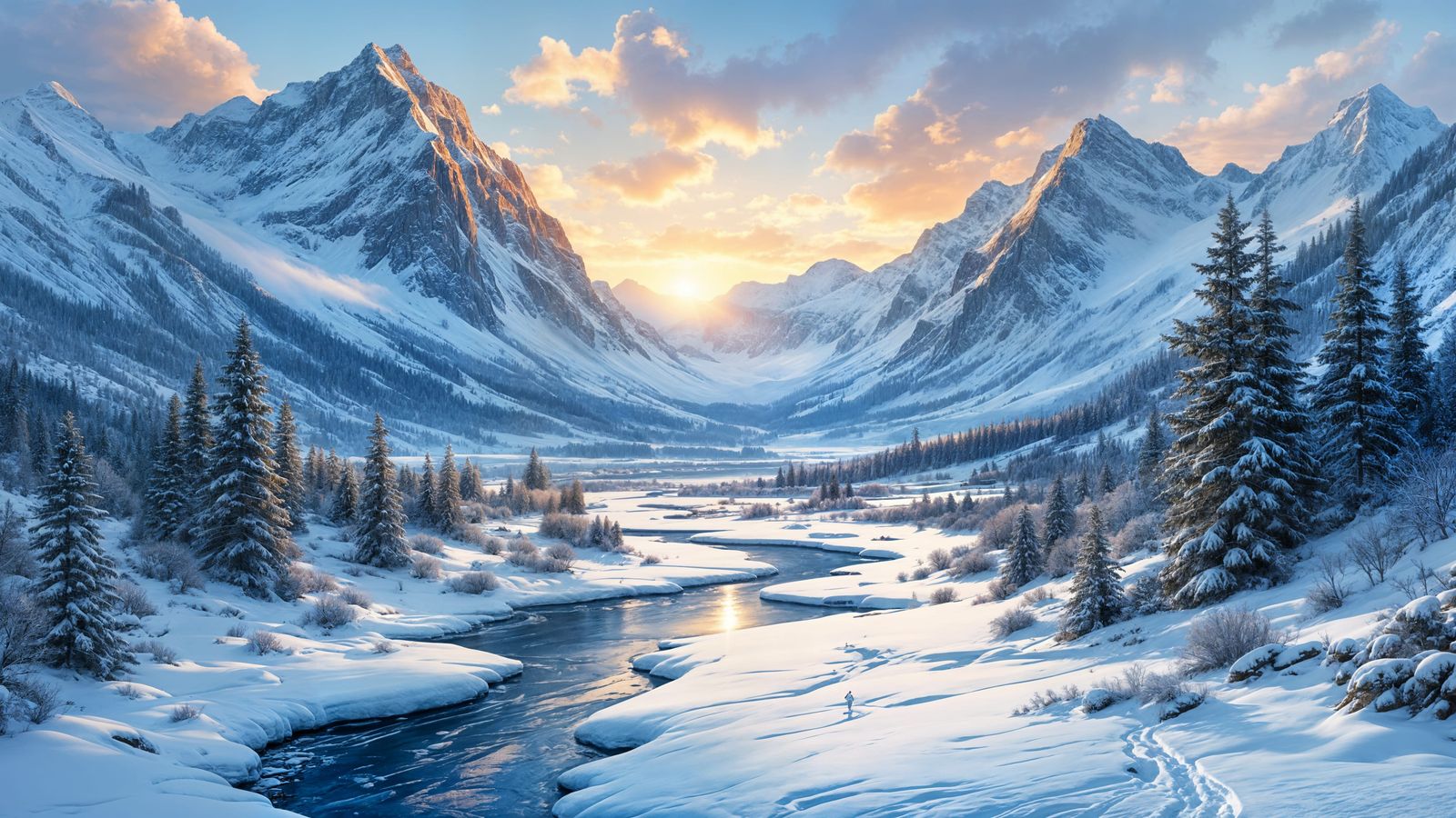 Winter Valley Girl Panorama