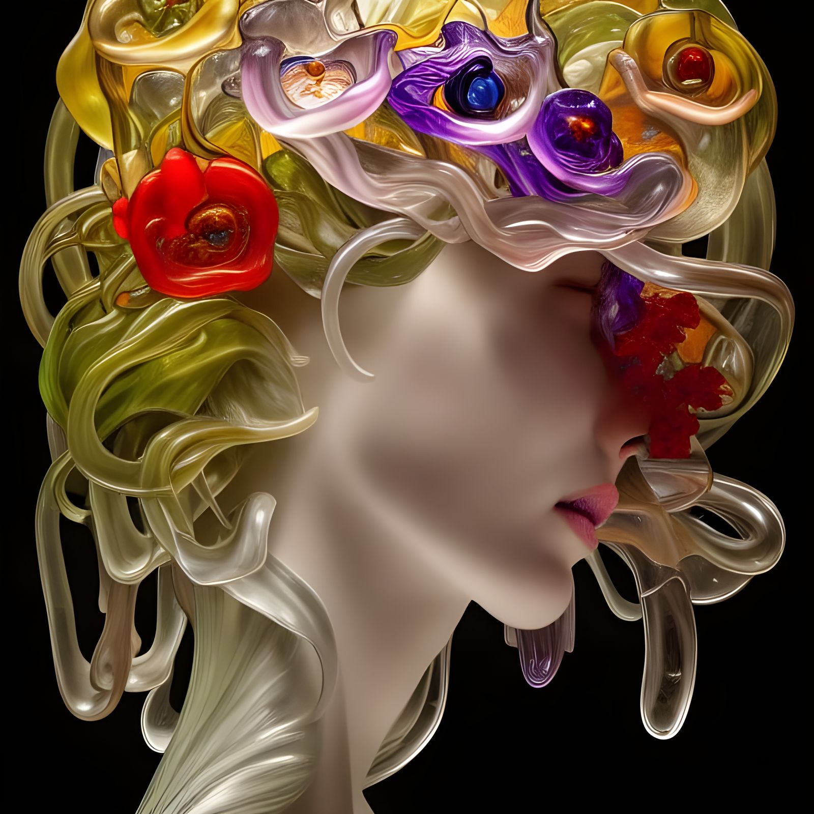 Eldritch Glass Flowers in Art Deco Style