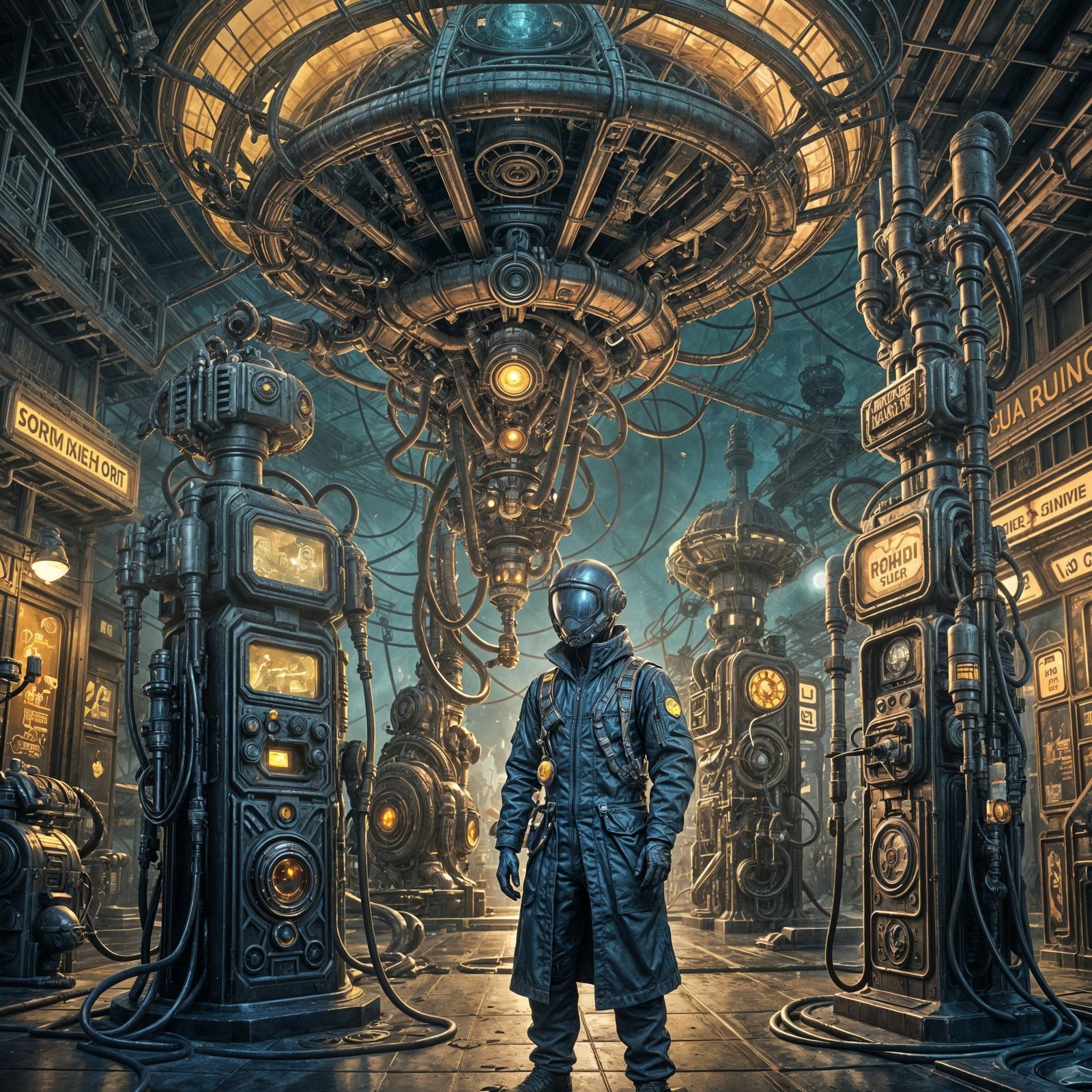 Alien Service Station in Dark Fantasy Style