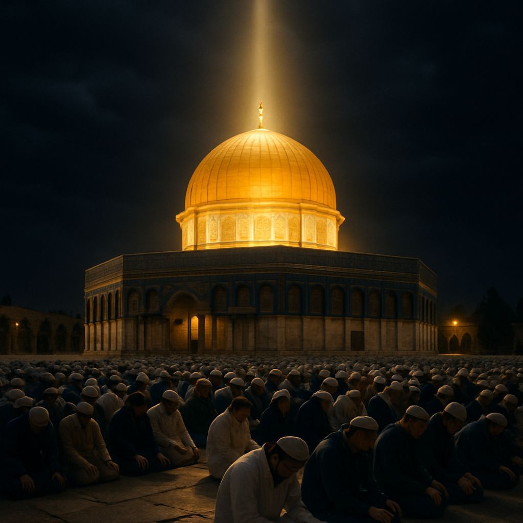 Jerusalem Mosque Lights Earth in Digital Art