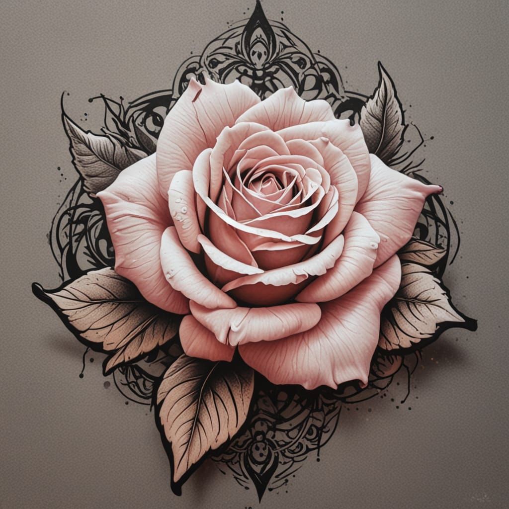 Gothic Rose Tattoo Flash Sheet Design