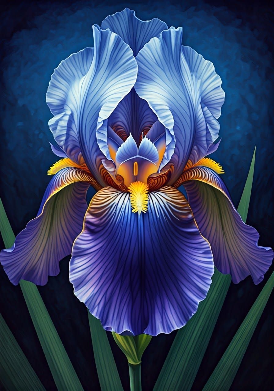 Ethereal Blue Watercolor Portrait of a Romantic Blue Hour Ir...