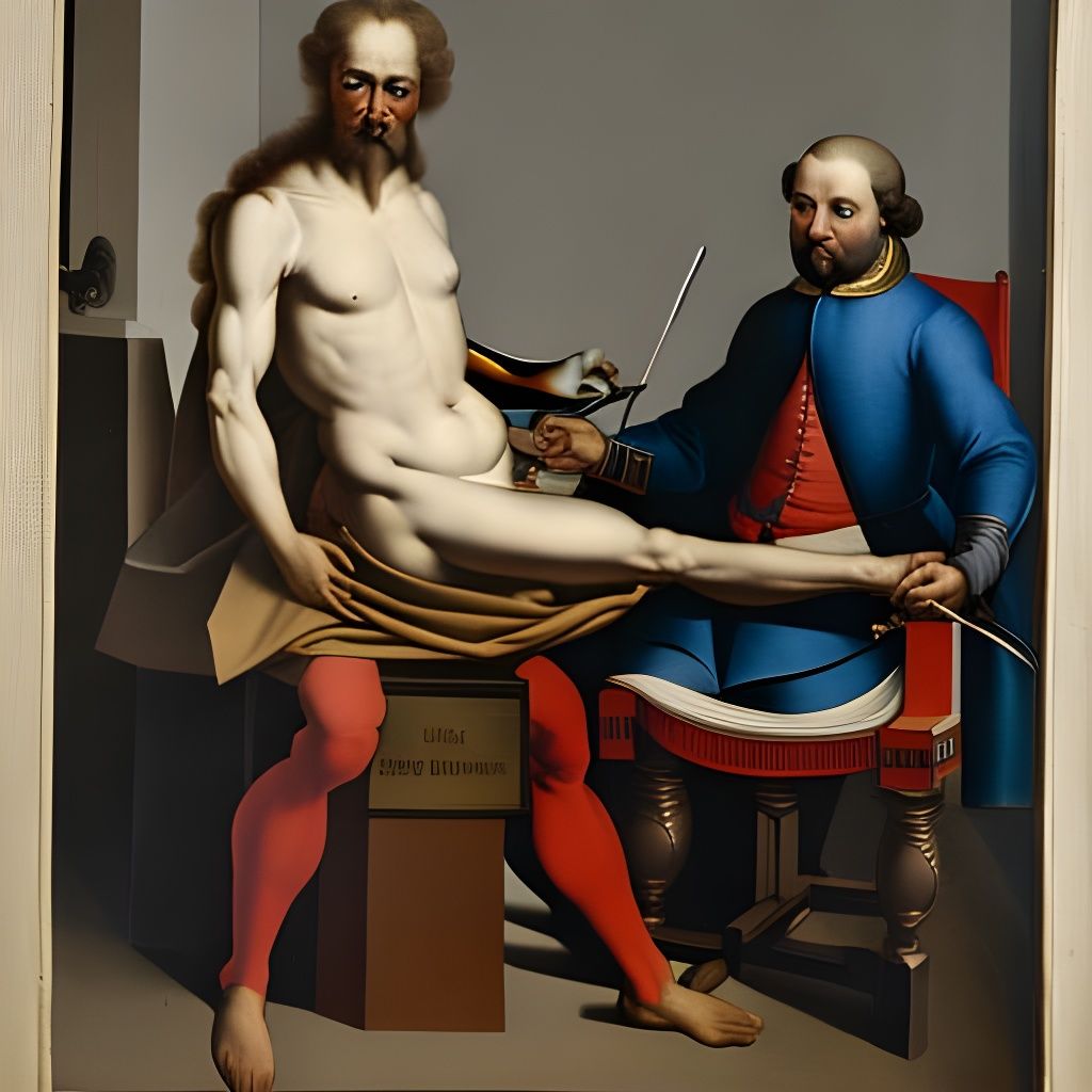 17th C. anatomist Philip Verheyen dissects his own leg 1