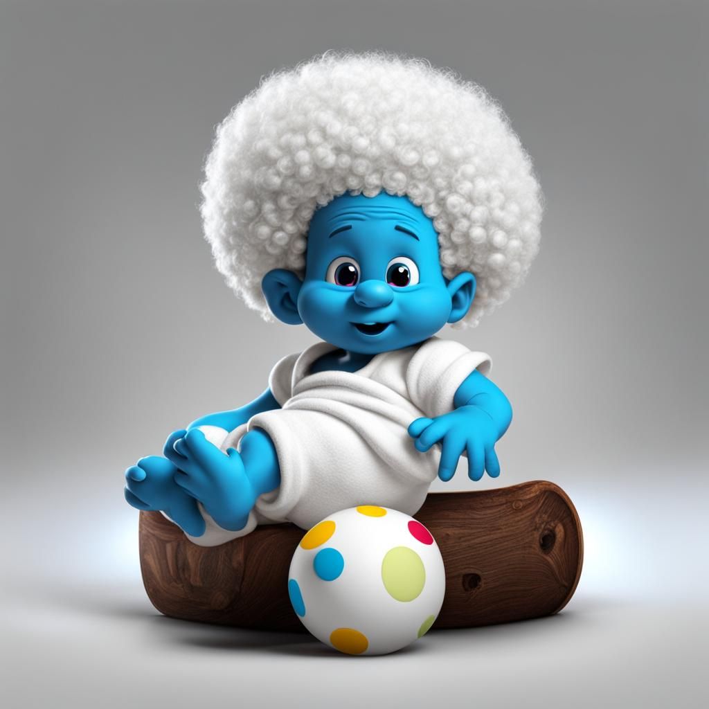 Baby Smurf with Afro in Diaper