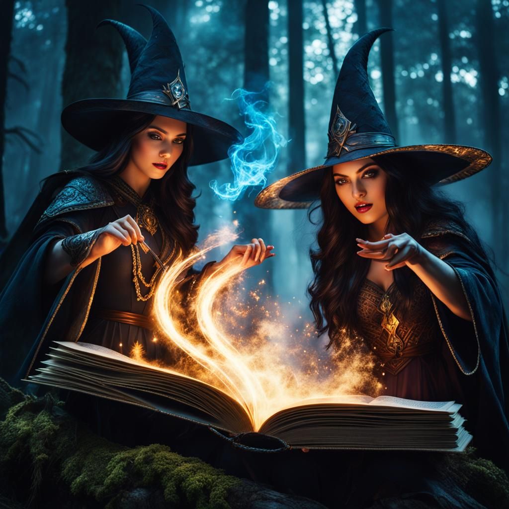 Sorceress Books Clash in Dark Forest Magic