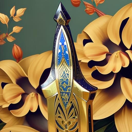 Art Deco Botanical Illustration with Calligraphy