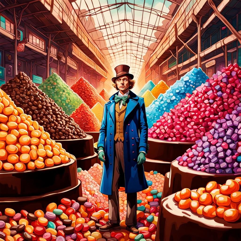 Wonka's Candy Factory: A Watercolor Dreamscape