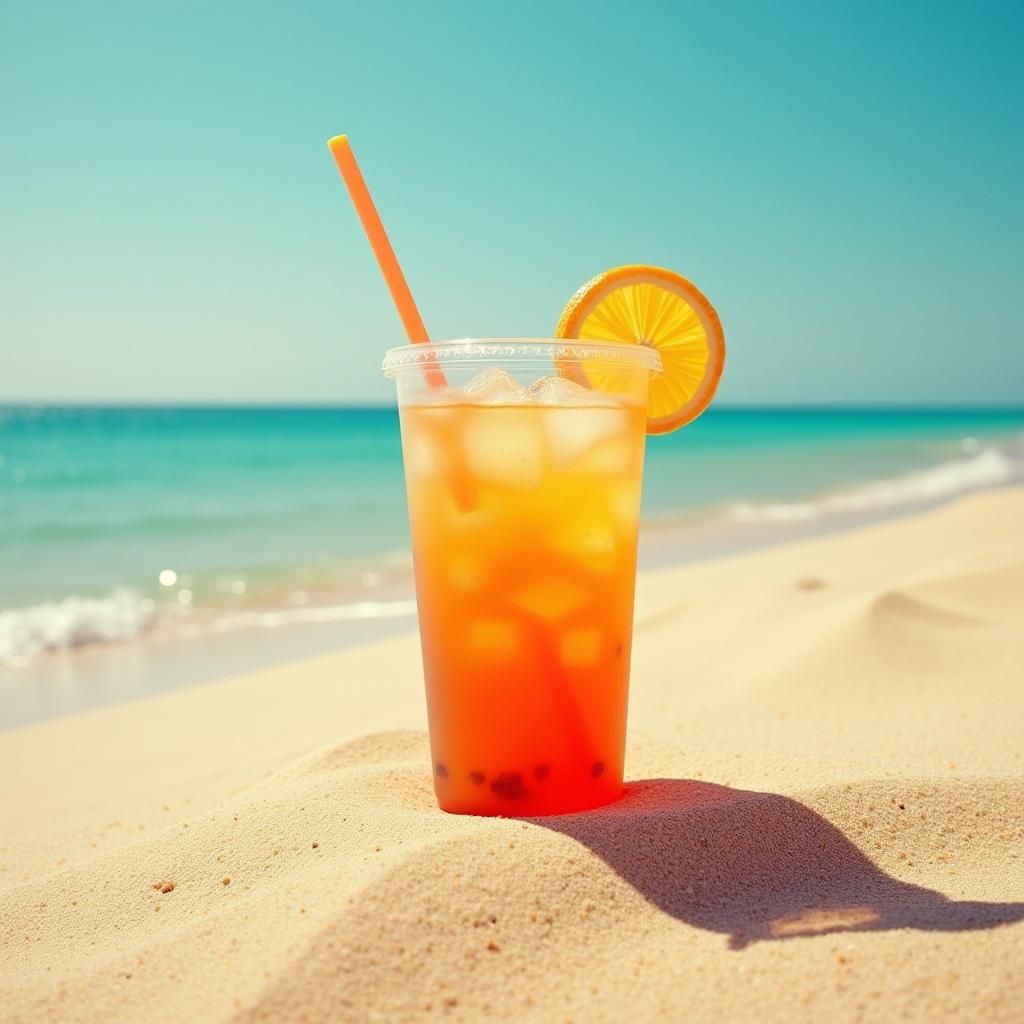 Sand, Sun, and Iced Tea Beach Scene