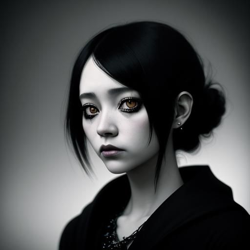 Sad Emo Portrait in Sinister Psychedelic Style