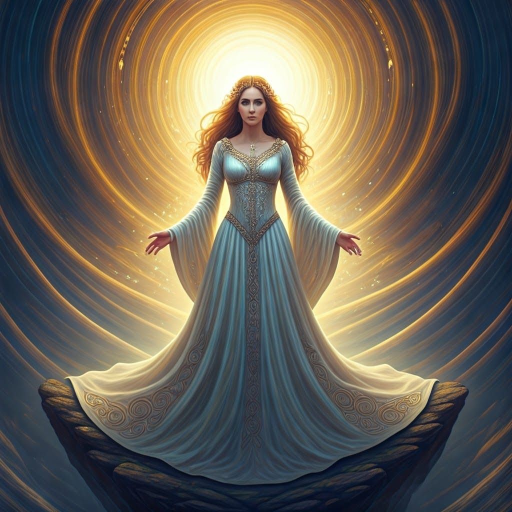 Mystical Warrior Princess in Ethereal Dreamscape