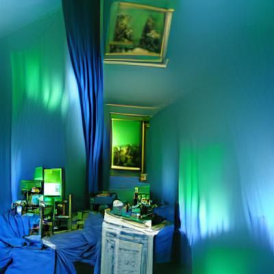 Green and Blue Room Interior