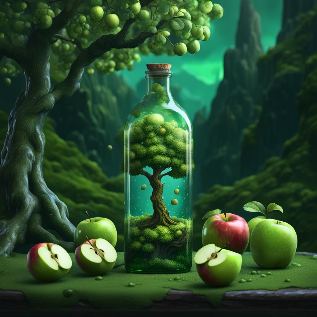 Green Apple Tree in a Bottle: Matte Painting