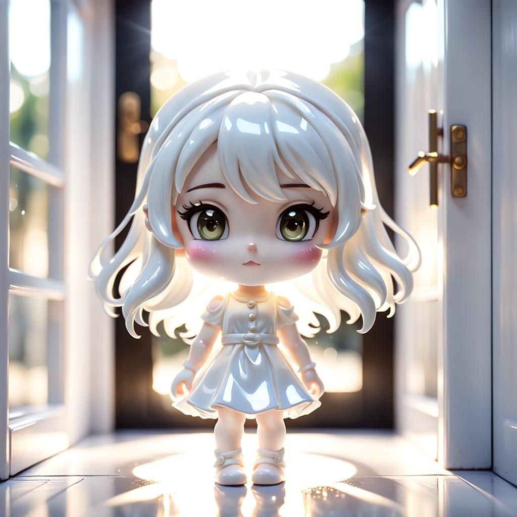 Glossy Porcelain Chibi Girl in Light