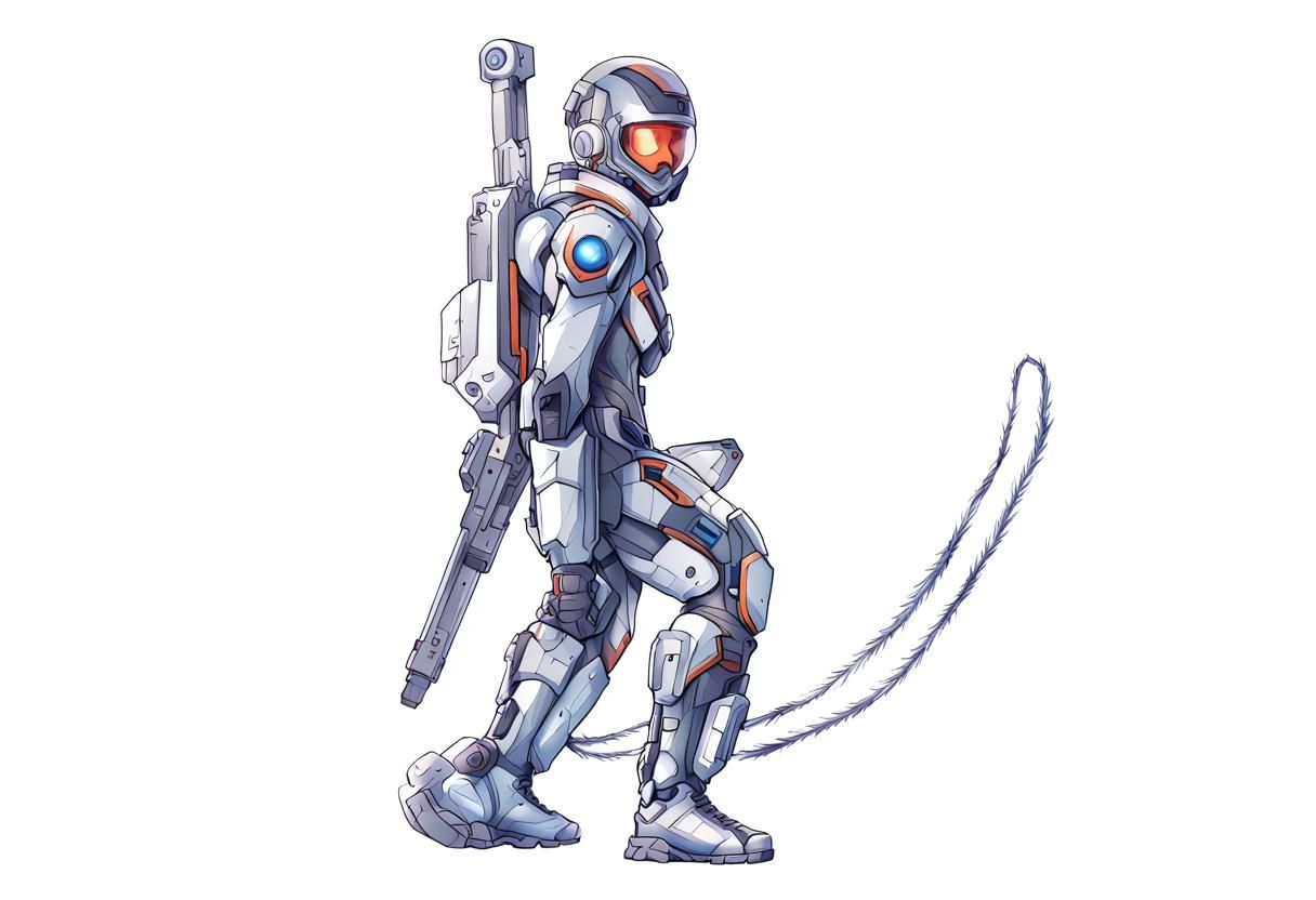 Futuristic Anime Character in Combat Suit Digital Art