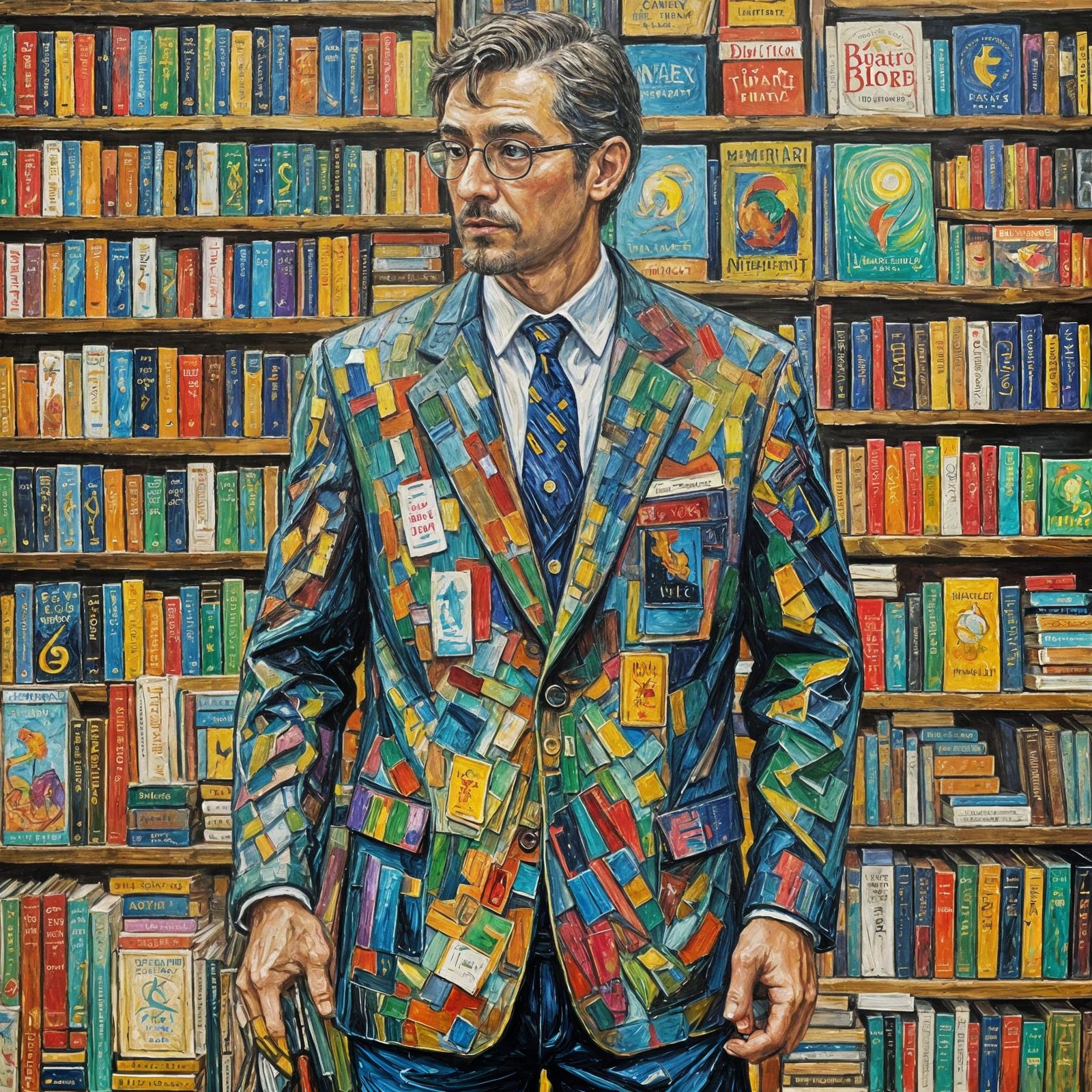 Book Blazer Logo in Neo-Impressionist Oil Painting Style