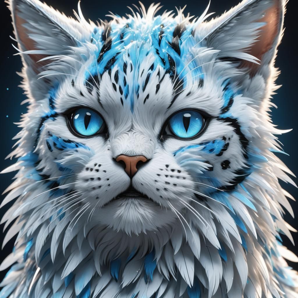 Winged Bobcat Portrait in 3D Anime Style