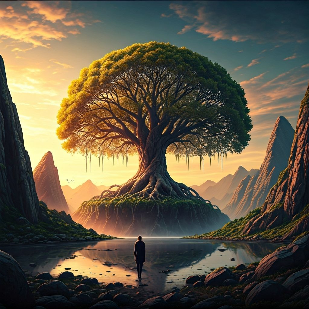 Hyperrealistic Tree of Life at Golden Hour