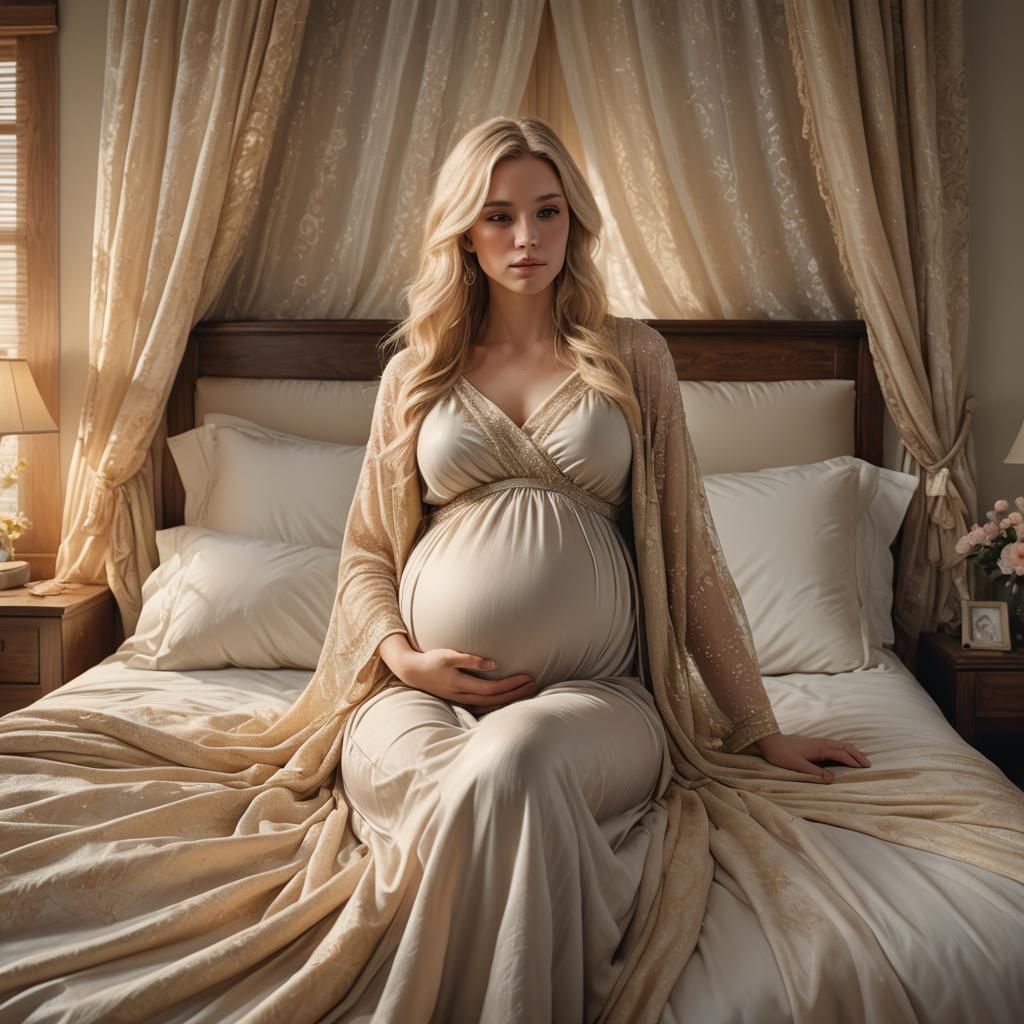 Pregnant Woman in Bed: Fantasy Concept Art