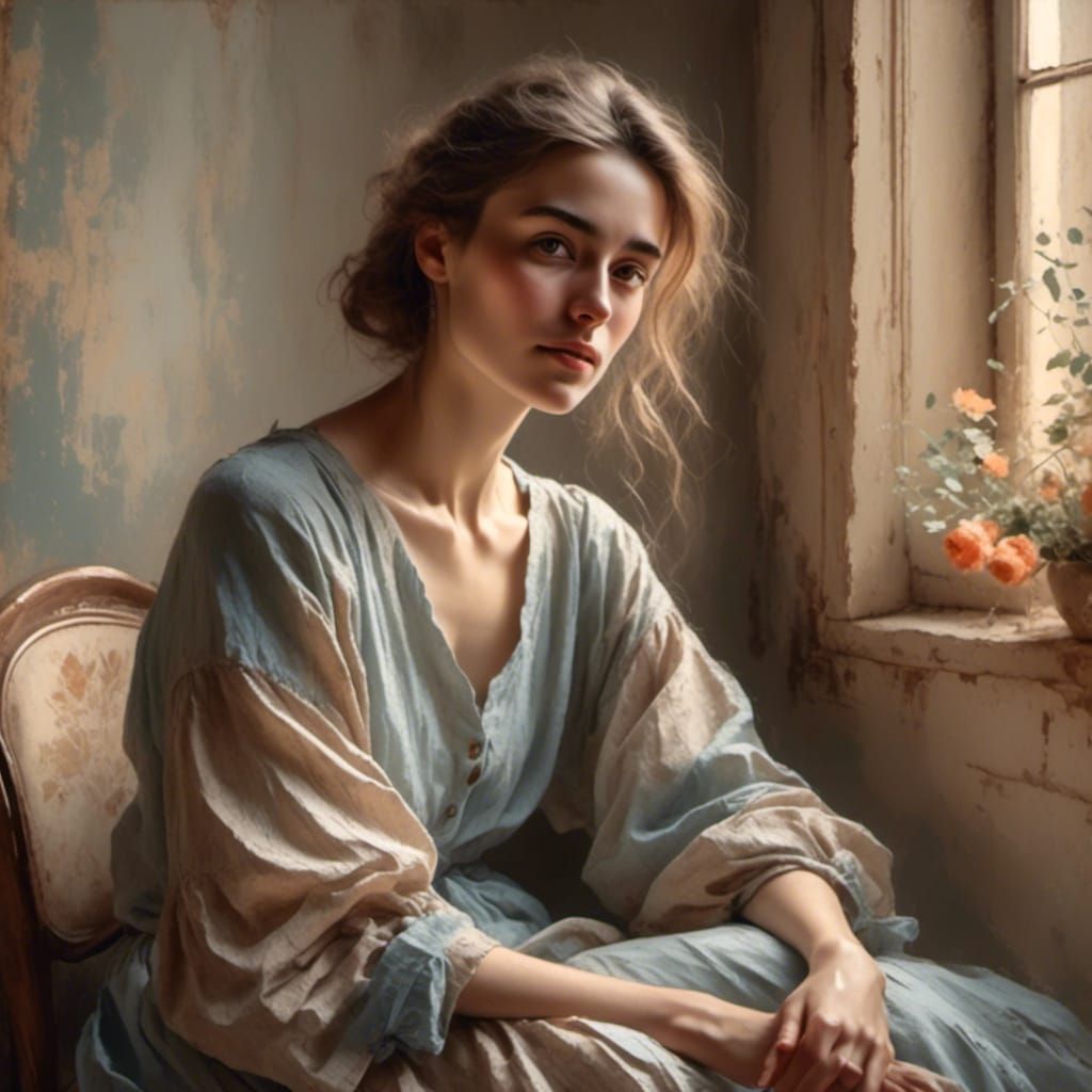 Elegant Woman Portrait in Soft Realism Style