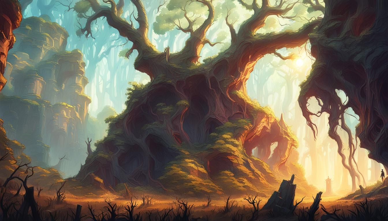 Majestic Ancient Tree in Mystical Landscape