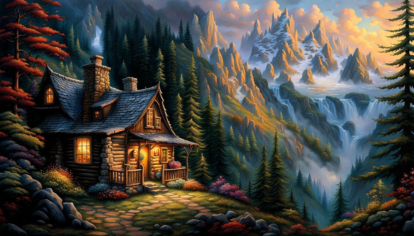 Wood Cutter's Cabin in Magical Mountains