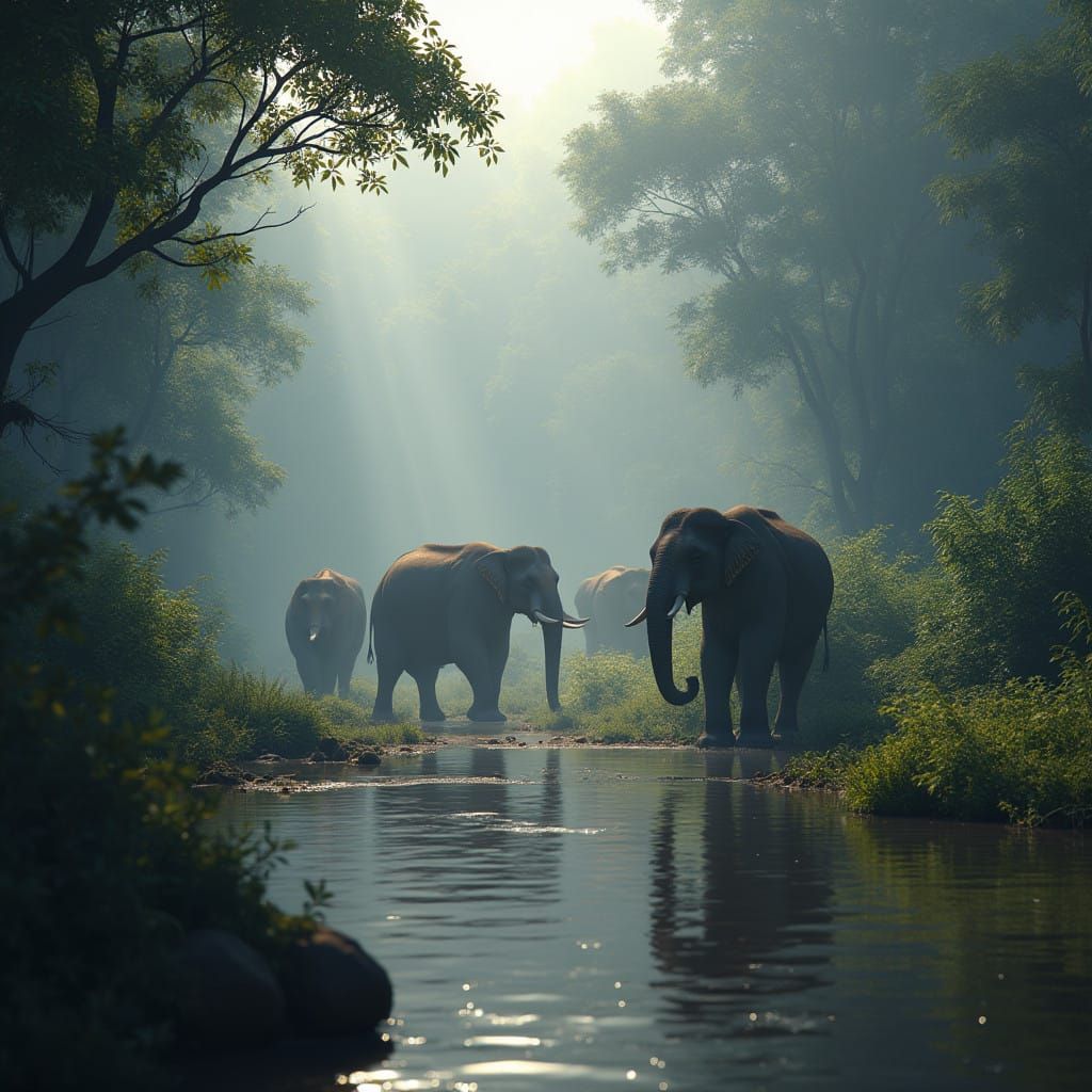 Surreal Jungle Scene in Vibrant Colors as Fantasy Concept Ar...