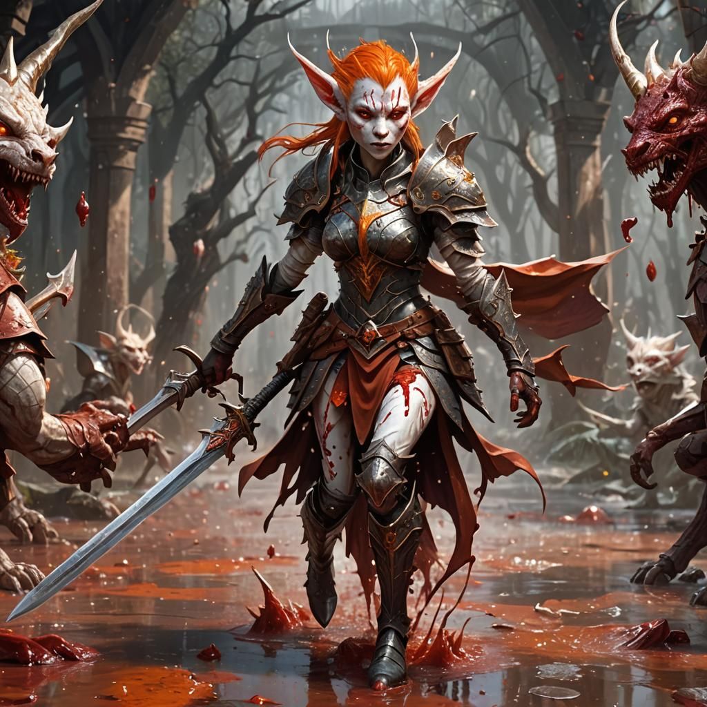 Female Elven / Kobold in battle