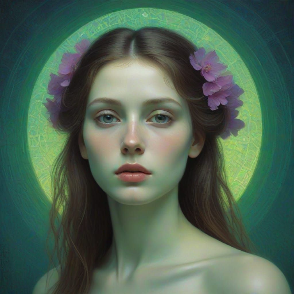 Glowing Visionary Portrait in Sacred Geometry