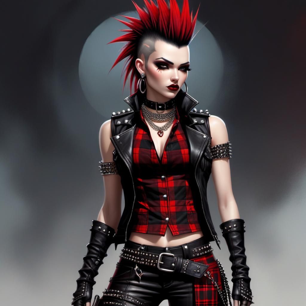 Punk Girl in Warehouse: Detailed Concept Art