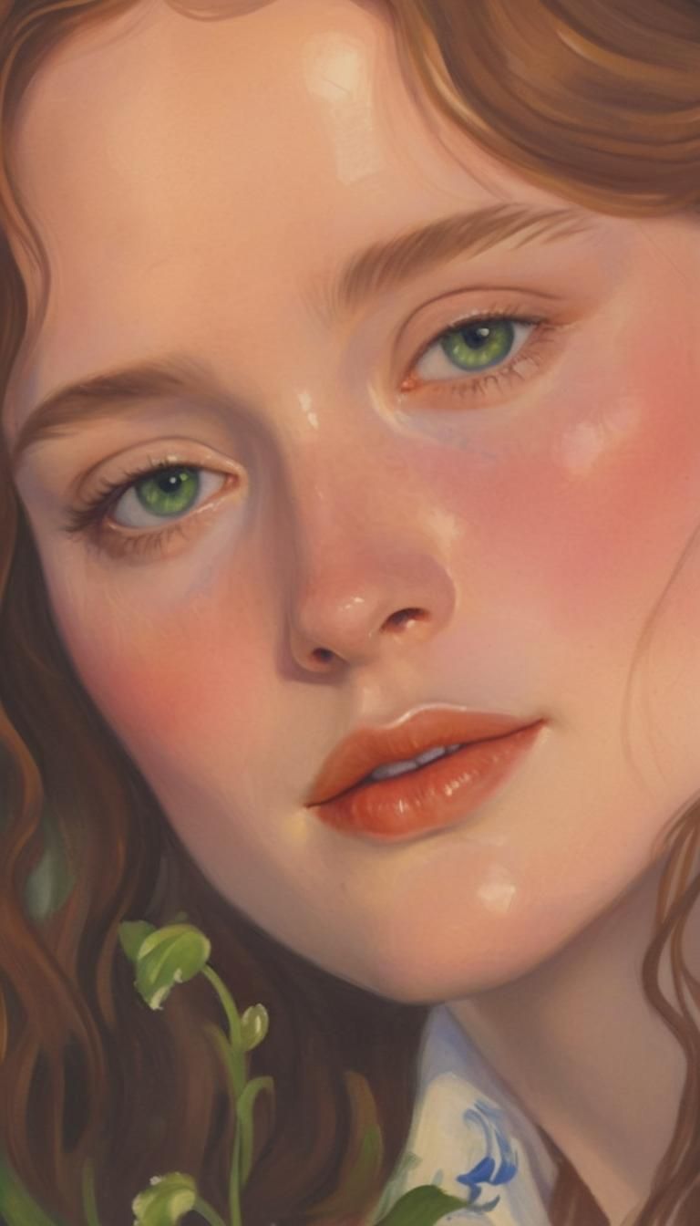 Lady in Bluebell Meadow: A Pre-Raphaelite Portrait