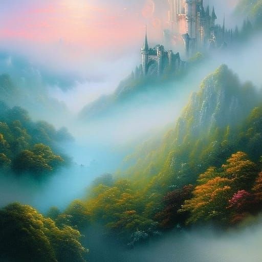 Ethereal Castle in the Clouds: Fantasy Art