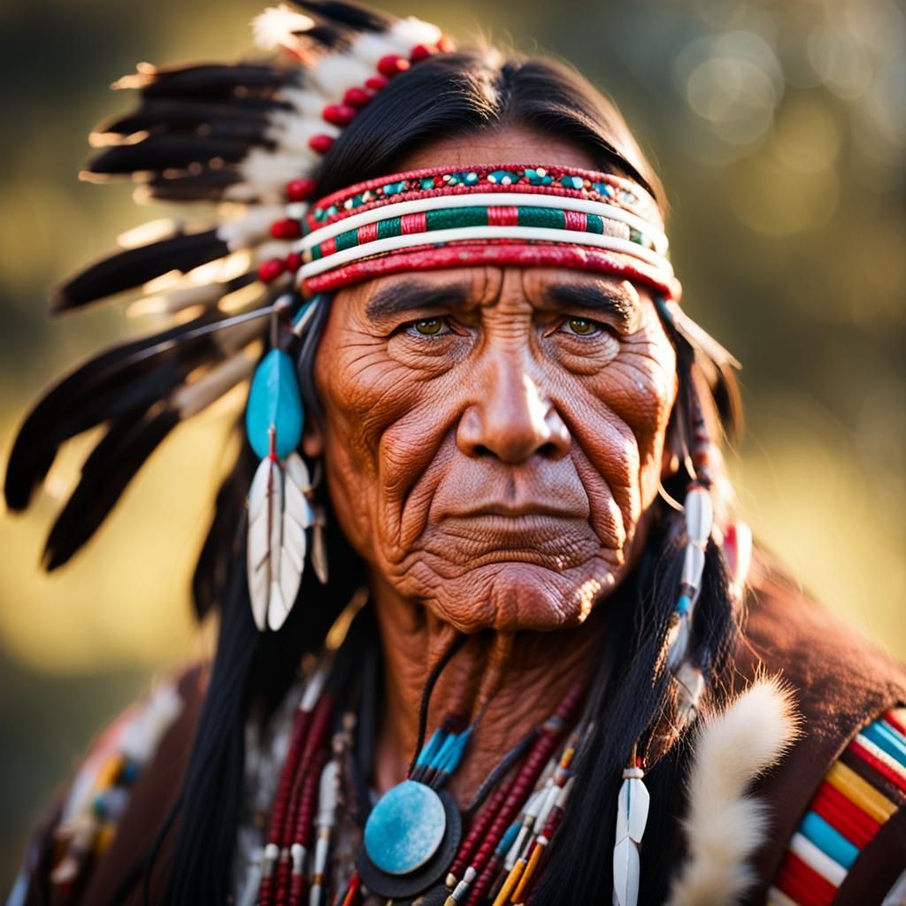 Striking Portrait of a Native American in Natural Light