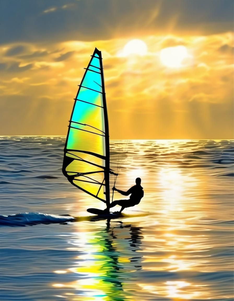 Wind Surfers on Opalescent Sea: Luminous Autography