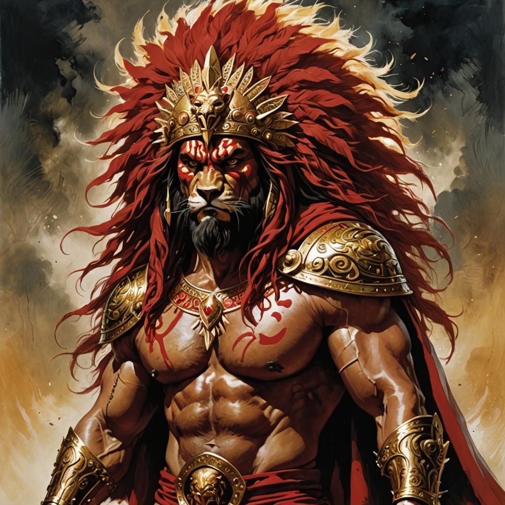 The Lionheart: Courageous Wrestler in Heavy Metal Art