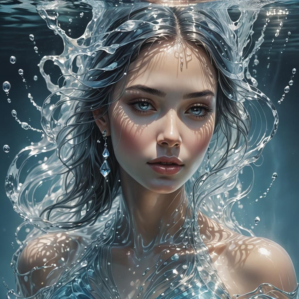 Translucent Water Woman in Symmetrical Composition