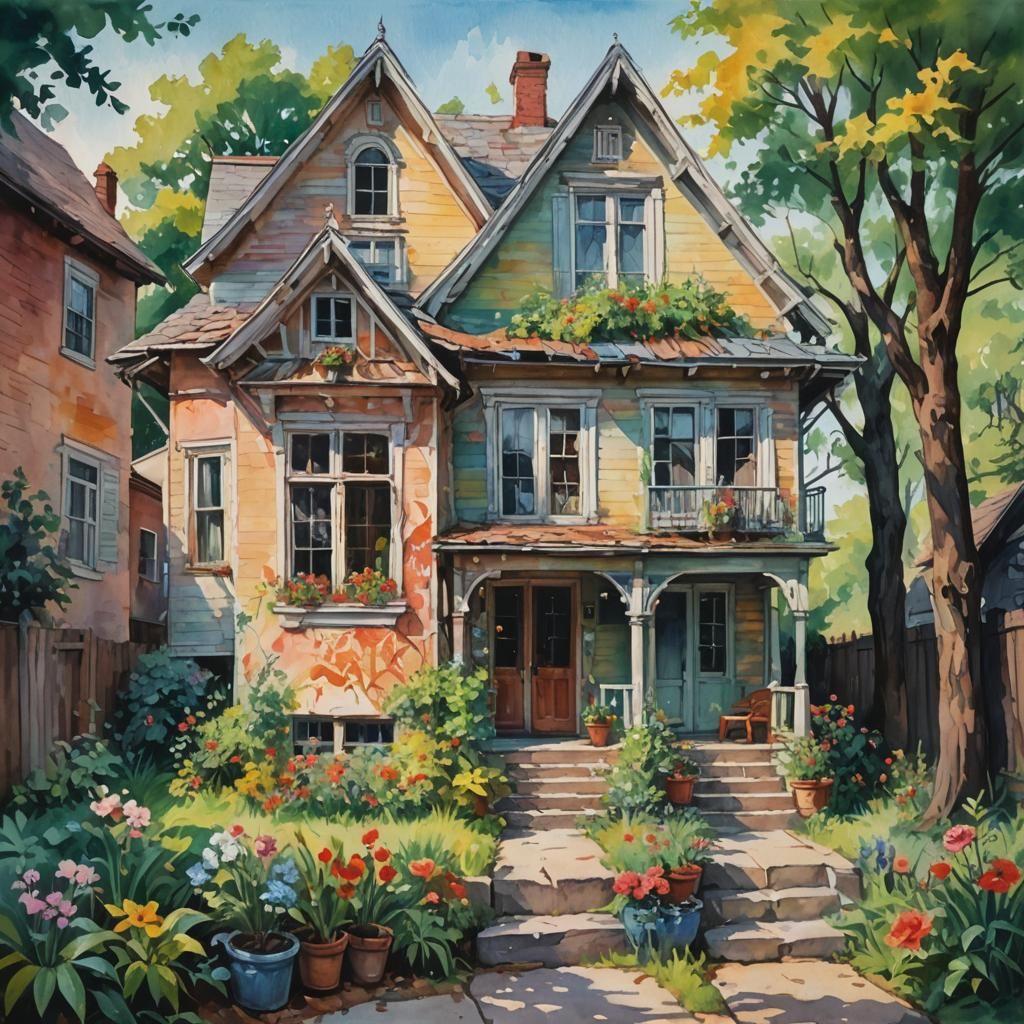 Romantic Gouache Painting with Impasto Brushstrokes