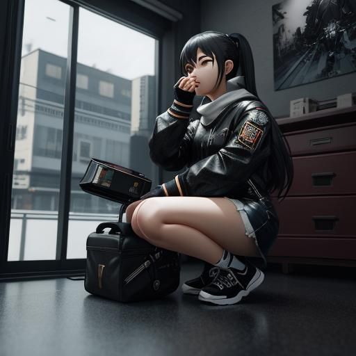 Detailed 3D Anime Art of Kneeling Women