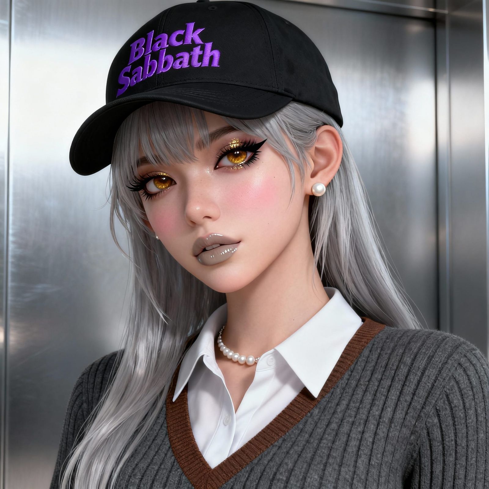 Stunning CGI Portrait of a Young Woman with Silver Hair and ...