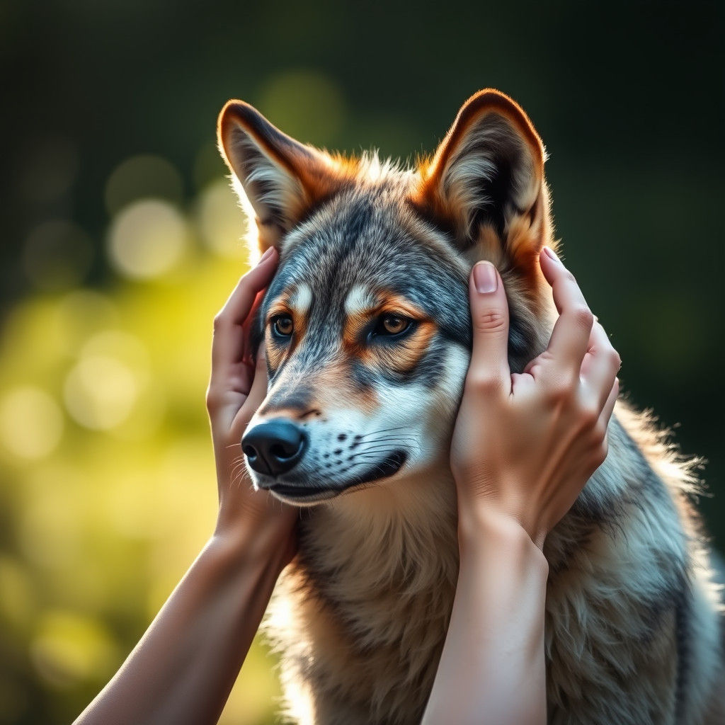 Wolf Grabbing Ears: Professional Animal Photography