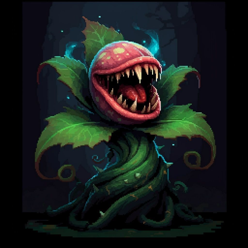 Carnivorous Plant Monster in 16-bit Pixel Art