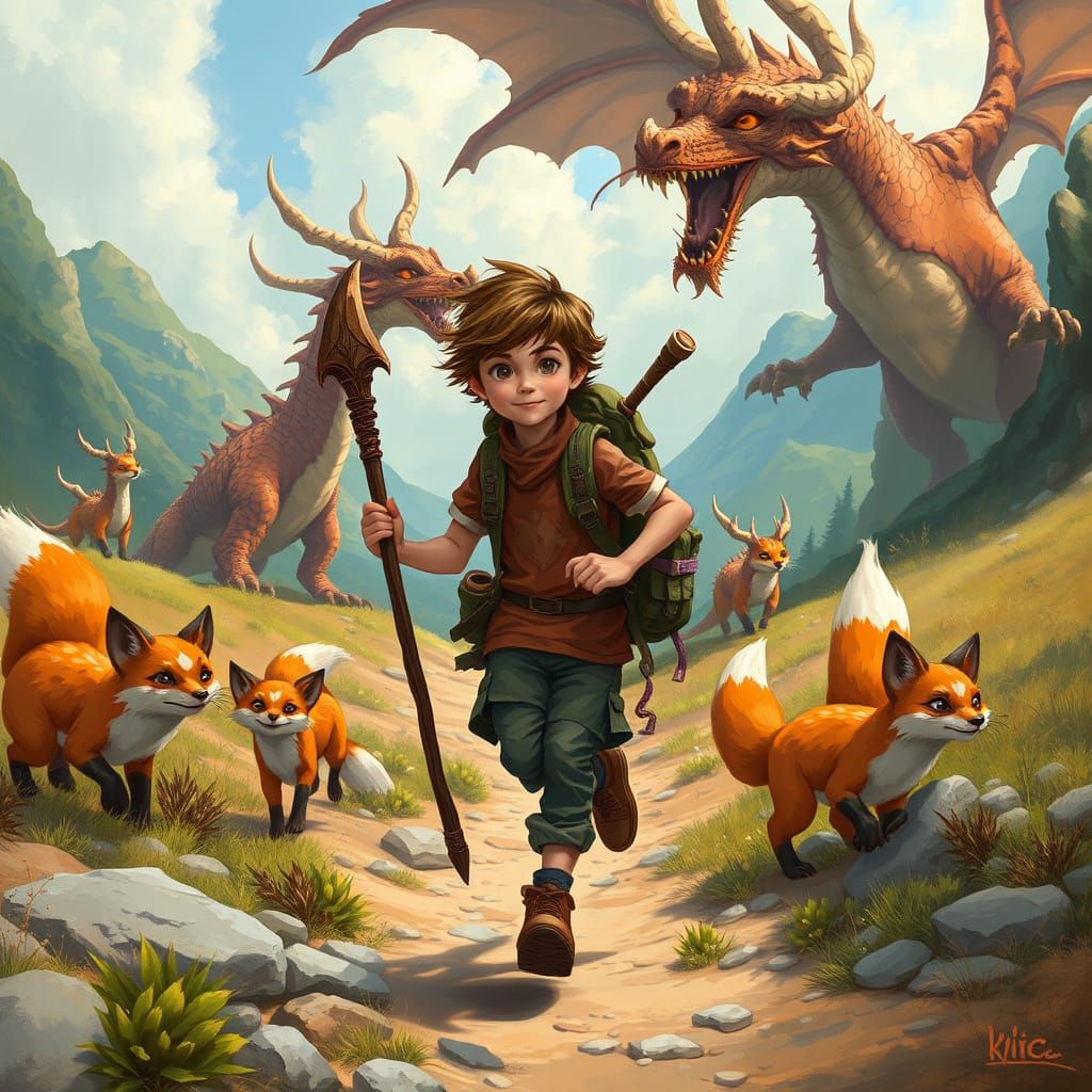 Adventurer's Journey Through Dragon and Fox Realm