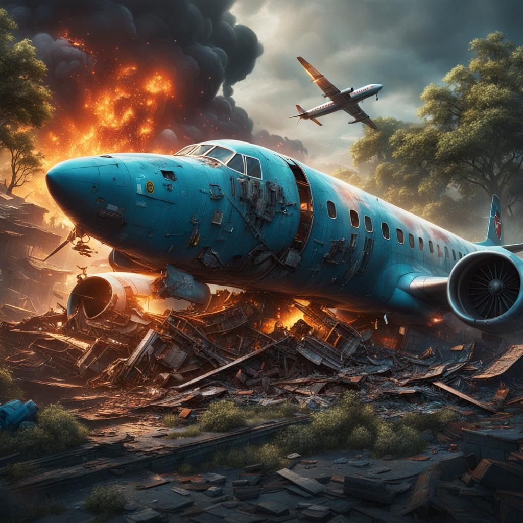 Detailed Plane Crash in Fantasy Concept Art