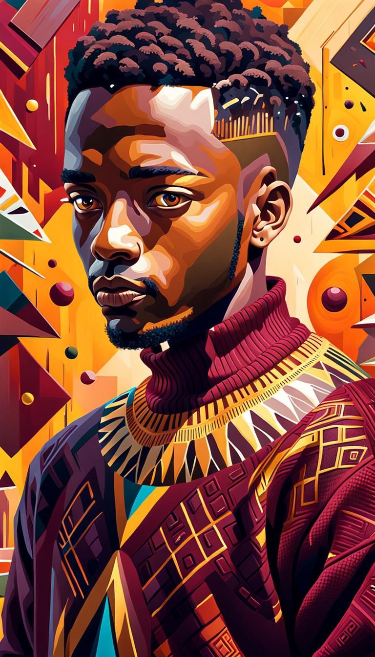 African Male Portrait in Abstract Fauvist Style