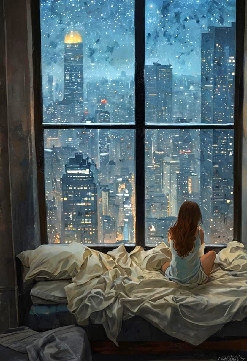 Contemplation in a Cyberpunk Night City