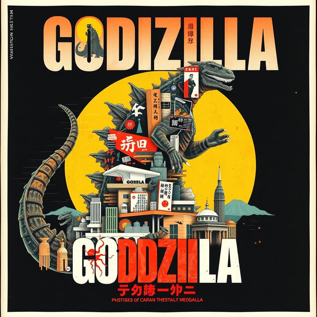 Godzilla Magazine Cover in Modern Typography