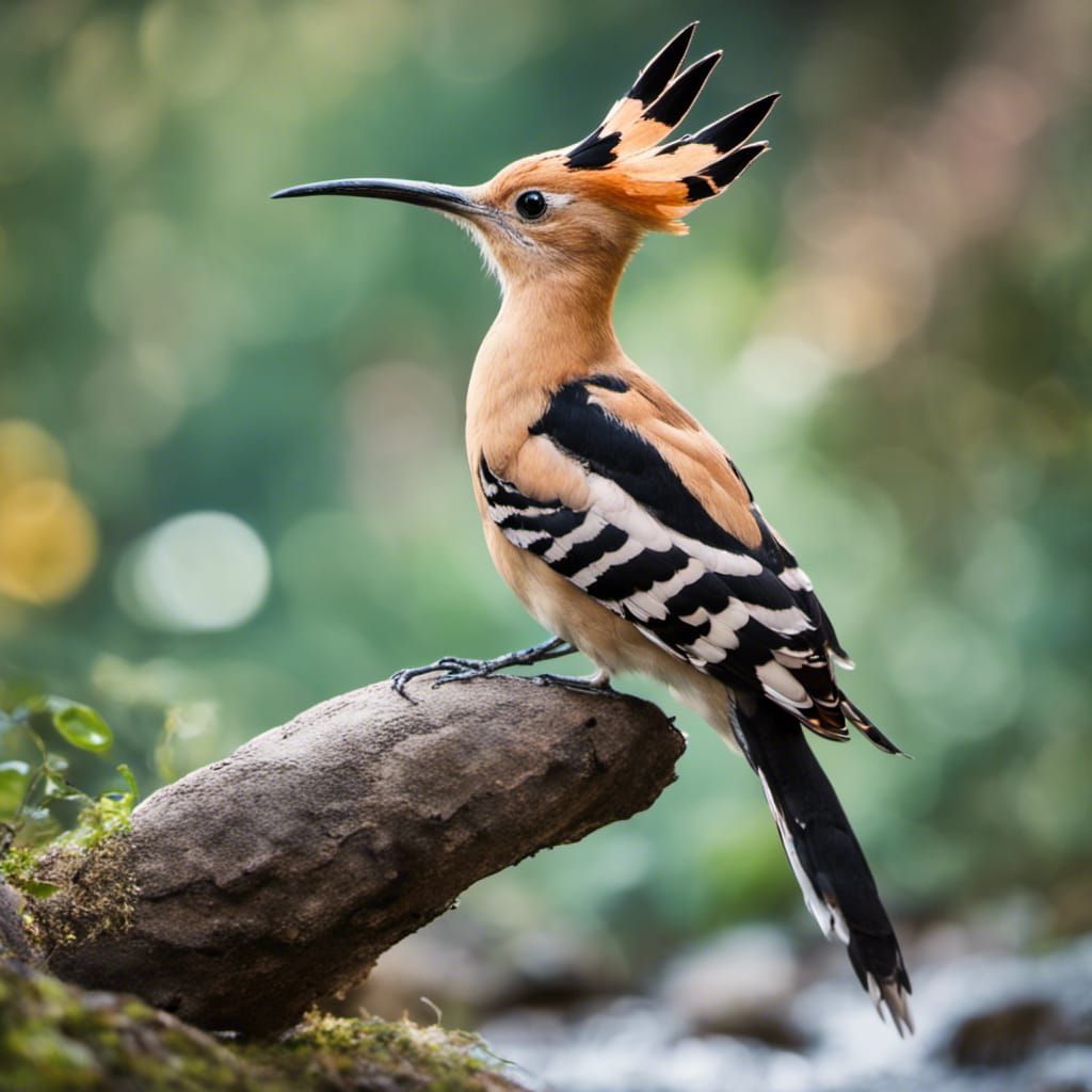 Hoopoe Bird by Forest Stream: Professional Photography